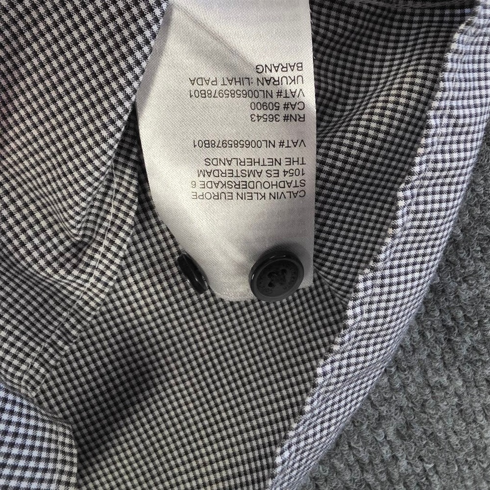 Calvin Klein Mens XXL Infinite Cool Non-Iron Button Down Shirt Black White Check - Picture 8 of 12